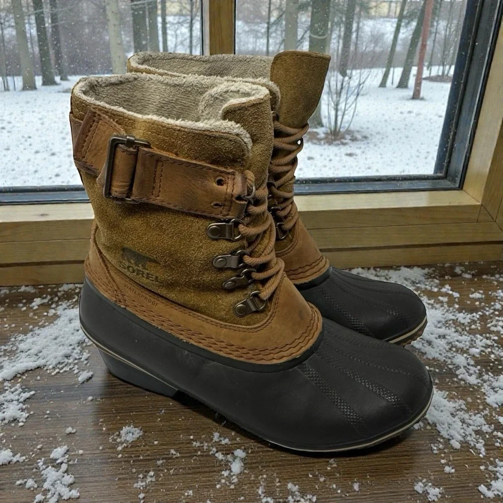 SOREL❄️Winter 🤑Fancy Lace Duck Boot Gorpcore Waterproof‎ ChunkyY2K  🤎Grunge8.5